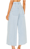 Free People Landry Crop Wide Leg Jeans in Bay Blue by Vanessa Jane