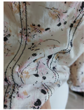 Free People Corset Style Puff Sleeve Floral Open Back Top, Beige, Size Large by Vanessa Jane