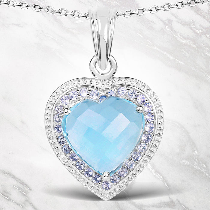7.36 Carat Genuine Blue Topaz and Tanzanite .925 Sterling Silver Pendant by Bids.com