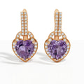 Natural Amethyst Heart Leverback Silver Drop Earrings by Fine Color Jewels