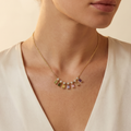 IGI Certified 0.65 Ct Baguette Multi Color Unheated Sapphire Diamond 14K Gold Rainbow Dangler Bar Necklace by Fine Color Jewels