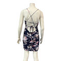 Lulus Lush Looks Navy Blue Floral Print Lace-Up Bodycon Mini Dress, XL by Vanessa Jane