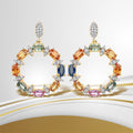 4.12 Carat Genuine Multi Sapphire .925 Sterling Silver Earrings by Bids.com