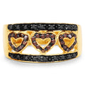 14K Yellow Gold Plated 0.32 Carat Genuine Black Diamond and Red Diamond .925 Sterling Silver Ring by Bids.com