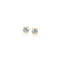 14k Yellow Gold Stud Earrings with Faceted White Cubic Zirconia by Bids.com