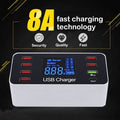 8A40W Charger Adapter Type C Hubs Quick Charge 3.0 USB Multi Port USB Charger Dock Station LCD Display with Smart Identification by DailySale