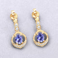0.76 Carat Genuine Tanzanite and White Diamond 14K Yellow Gold Earrings by Bids.com