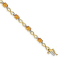 14K Gold Infinity Genuine Citrine and Diamond Bracelet by Fine Color Jewels