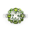 3.49 Carat Genuine Green Amethyst, Chrome Diopside & White Topaz .925 Sterling Silver Ring by Bids.com