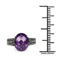3.96 Carat Genuine Amethyst & Black Diamond .925 Sterling Silver Ring by Bids.com