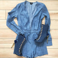 Denim V-Neck Romper *NO STRETCH* by The House of Stylez