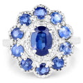 2.47 Carat Genuine Kyanite & White Topaz .925 Sterling Silver Ring by Bids.com