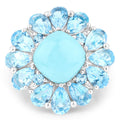 9.50 Carat Genuine Turquoise and Swiss Blue Topaz .925 Sterling Silver Ring by Bids.com