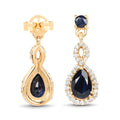 1.19 Carat Genuine Blue Sapphire and White Diamond 14K Yellow Gold Earrings by Bids.com