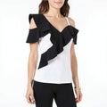 INC Women's Ruffle-Trim Cold-Shoulder Top, Size XL by Vanessa Jane
