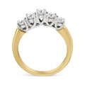 18K Yellow Gold 1.0 Cttw 4 Prong Set Round Cut Diamond Step up 5 Stone Ring Band (F-G Color, SI1-SI2 Clarity) - Size 6 by Bids.com
