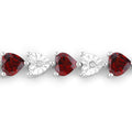 0.14 Ct Heart Red Garnet & Diamond Prong Silver Box Clasp Tennis Bracelet by Fine Color Jewels