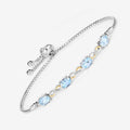 Oval Blue Topaz Prong Silver Infinity Bolo Adjustable Bracelet by Fine Color Jewels