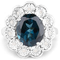 5.11 Carat Genuine London Blue Topaz and White Diamond .925 Sterling Silver Ring by Bids.com