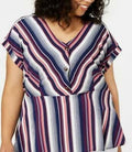 Monteau Trendy Plus Size Striped Peplum Top by Vanessa Jane