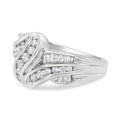 10K White Gold Ring 3/4 Cttw Round and Baguette-Cut Diamond Bypass Ring (H-I Color, I2-I3 Clarity) - Size 6 by Bids.com