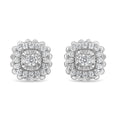 .925 Sterling Silver 1/2 Cttw Round-Cut Diamond Halo Cluster Stud Earring (I-J Color, I2-I3 Clarity) by Bids.com