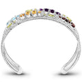 4.82 Carat Genuine Multi Stones .925 Sterling Silver Cuff Bangle by Bids.com