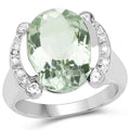 8.12 Carat Genuine Green Amethyst, White Topaz & White Diamond .925 Sterling Silver Ring by Bids.com