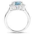 4.32 Carat Genuine Blue Topaz and White Zircon .925 Sterling Silver Ring by Bids.com