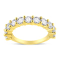 14K Yellow Gold Plated .925 Sterling Silver 2.00 Cttw Shared Prong Set Round-Diamond 11 Stone Band Ring (J-K Color, I1-I2 Clarity) - Size 7 by Bids.com