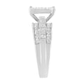 14K White Gold 1.0 Cttw Mixed-Cut Diamond Rectangle Invisible-Set Composite Cluster Ring with Bar- and Channel-Set Band (H-I Color, SI2-I1 Clarity) - Size 7 by Bids.com