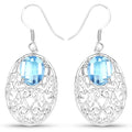 10.72 Carat Genuine Blue Topaz .925 Sterling Silver Earrings by Bids.com