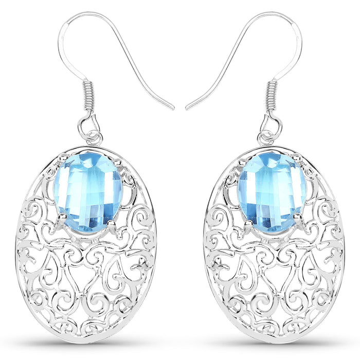 10.72 Carat Genuine Blue Topaz .925 Sterling Silver Earrings by Bids.com