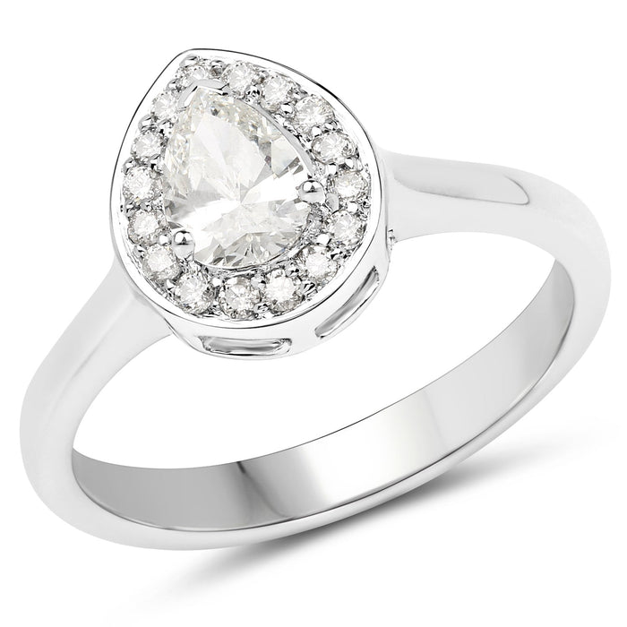14K White Gold 0.64 Carat Genuine White Diamond Ring by Bids.com
