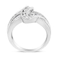 10K White Gold Ring 3/4 Cttw Round and Baguette-Cut Diamond Bypass Ring (H-I Color, I2-I3 Clarity) - Size 6 by Bids.com