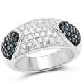 0.94 Carat Genuine Blue Diamond and White Diamond .925 Sterling Silver Ring by Bids.com