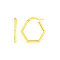 14K Yellow Gold Hexagon Shaped Hoop Earrings by Bids.com
