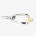 Round Blue Sapphire Prong Silver Mom Pendant Necklace by Fine Color Jewels