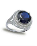 RH Macy Blue Cubic Zirconia Double Pave Row Ring In Sterling Silver by Vanessa Jane