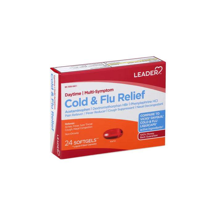 Leader Daytime Multi-Symptom Cold & Flu Relief – Non-Drowsy – 24 Caplets by Pasteur Pharmacy