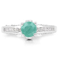 1.22 Carat Genuine Emerald and White Topaz .925 Sterling Silver Ring by Bids.com