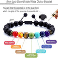 8mm Lava Rock 7 Chakras Braided Bracelet by DailySale