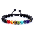 8mm Lava Rock 7 Chakras Braided Bracelet by DailySale