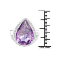 9.00 Ct Pear Lavender Amethyst Prong Silver Halo Statement Ring by Fine Color Jewels
