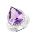 9.00 Ct Pear Lavender Amethyst Prong Silver Halo Statement Ring by Fine Color Jewels