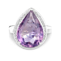 9.00 Ct Pear Lavender Amethyst Prong Silver Halo Statement Ring by Fine Color Jewels
