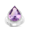 9.00 Ct Pear Lavender Amethyst Prong Silver Halo Statement Ring