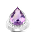 9.00 Ct Pear Lavender Amethyst Prong Silver Halo Statement Ring by Fine Color Jewels
