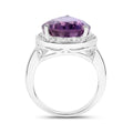 9.00 Ct Pear Lavender Amethyst Prong Silver Halo Statement Ring by Fine Color Jewels