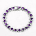 9.03 Ct Heart Purple Amethyst Prong Sterling Silver Tennis Bracelet by Fine Color Jewels